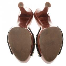 Pre Owned صندل سلايد دولتشي أند غابانا جلد أسود لامع خشبي مقاس 38.5