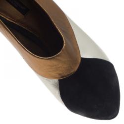 Pre Owned Dolce and Gabbana Three Tone Leather Ankle Booties Size 39