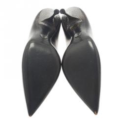 Pre Owned حذاء دولتشي أند غابانا جلد رمادي ميتالك مقدمة مدببة مقاس 37.5