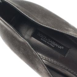 Pre Owned حذاء دولتشي أند غابانا جلد رمادي ميتالك مقدمة مدببة مقاس 37.5