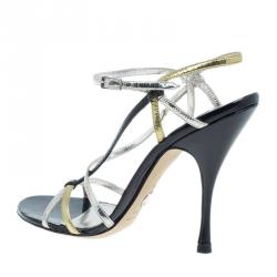 Dolce and Gabbana Gold Leather Strappy Sandals Size 41.5