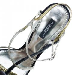 Dolce and Gabbana Gold Leather Strappy Sandals Size 41.5