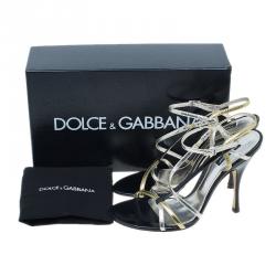 Dolce and Gabbana Gold Leather Strappy Sandals Size 41.5