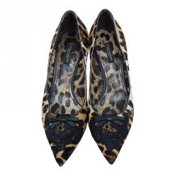 Pre Owned حذاء دولتشي أند غابانا بنقشة الفهد مقدمة مدببة مقاس 37.5