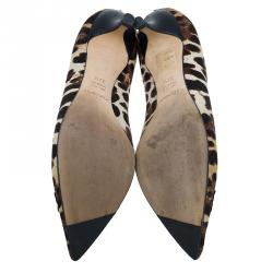 Pre Owned حذاء دولتشي أند غابانا بنقشة الفهد مقدمة مدببة مقاس 37.5