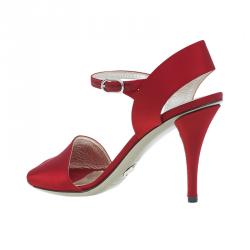 Pre Owned Dolce and Gabbana Red Satin Ankle Strap Sandals Size 38