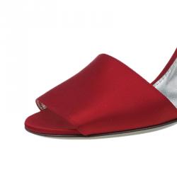 Pre Owned Dolce and Gabbana Red Satin Ankle Strap Sandals Size 38