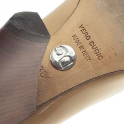 Pre Owned Dolce and Gabbana Beige Patent Cone Heel Pumps Size 38