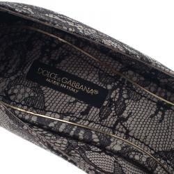 Pre Owned Dolce and Gabbana Black Lace Print Pointed Toe Pumps Size 38