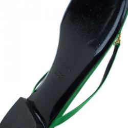 Pre Owned Dolce and Gabbana Green Satin Thong Sandals Size 38.5