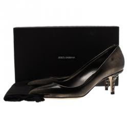 Pre Owned Dolce and Gabbana Metallic Leather Belluci K Pumps Size 39