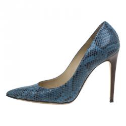 Dolce and Gabbana Blue Python Belluci Pointed Pumps Size 39