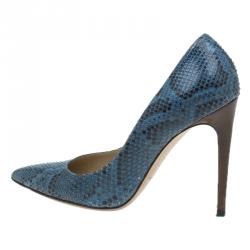 Dolce and Gabbana Blue Python Belluci Pointed Pumps Size 39