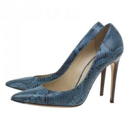 Dolce and Gabbana Blue Python Belluci Pointed Pumps Size 39