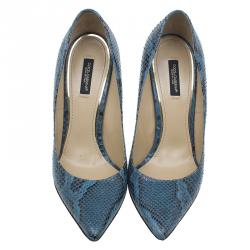 Dolce and Gabbana Blue Python Belluci Pointed Pumps Size 39