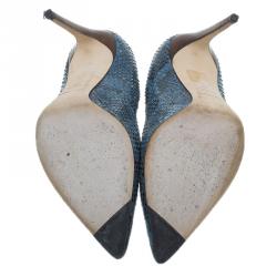 Dolce and Gabbana Blue Python Belluci Pointed Pumps Size 39