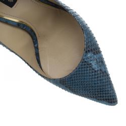 Dolce and Gabbana Blue Python Belluci Pointed Pumps Size 39