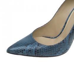 Dolce and Gabbana Blue Python Belluci Pointed Pumps Size 39
