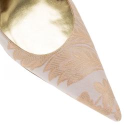 Pre Owned Dolce and Gabbana Gold Jacquard Slingback Sandals Size 38.5