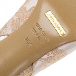 Pre Owned Dolce and Gabbana Gold Jacquard Slingback Sandals Size 38.5