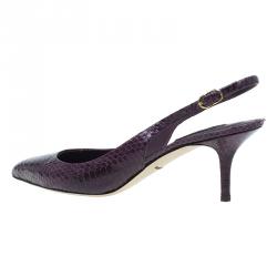 Pre Owned Dolce and Gabbana Purple Watersnake Slingback Sandals Size 40