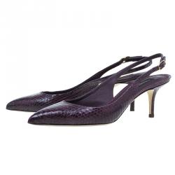 Pre Owned Dolce and Gabbana Purple Watersnake Slingback Sandals Size 40