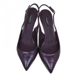 Pre Owned Dolce and Gabbana Purple Watersnake Slingback Sandals Size 40