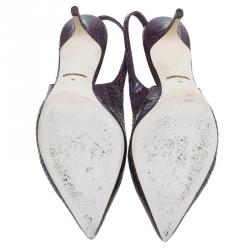 Pre Owned Dolce and Gabbana Purple Watersnake Slingback Sandals Size 40