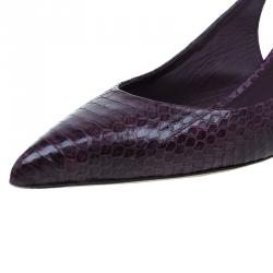 Pre Owned Dolce and Gabbana Purple Watersnake Slingback Sandals Size 40