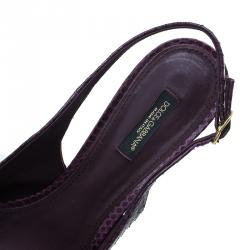 Pre Owned Dolce and Gabbana Purple Watersnake Slingback Sandals Size 40