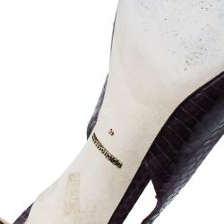 Pre Owned Dolce and Gabbana Purple Watersnake Slingback Sandals Size 40