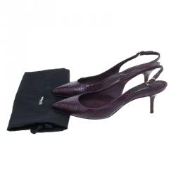 Pre Owned Dolce and Gabbana Purple Watersnake Slingback Sandals Size 40