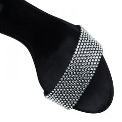 Pre Owned Dolce and Gabbana Black Embellished Satin Ankle Strap Sandals Size 37