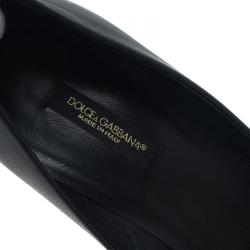 Pre Owned Dolce and Gabbana Black Leather Embellished Pumps Size 37