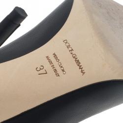 Pre Owned Dolce and Gabbana Black Leather Embellished Pumps Size 37