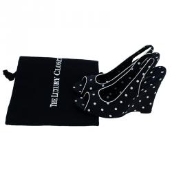 مملوكة مسبقًا Dolce and Gabbana Black Satin Polka Dot Slingback Wedges Size 37.5