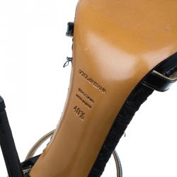Pre Owned Dolce and Gabbana Black Patent Ankle Strap Sandals Size 40.5