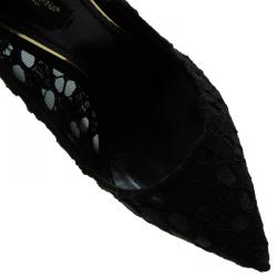 Pre Owned Dolce and Gabbana Black Lace Pointed Toe Pumps Size 36