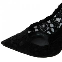 Pre Owned Dolce and Gabbana Black Lace Pointed Toe Pumps Size 36