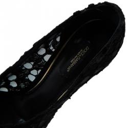 Pre Owned Dolce and Gabbana Black Lace Pointed Toe Pumps Size 36