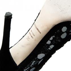 Pre Owned Dolce and Gabbana Black Lace Pointed Toe Pumps Size 36
