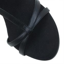 Pre Owned Dolce and Gabbana Black Leather and Suede Heritage Coin Detail Sandals Size 39