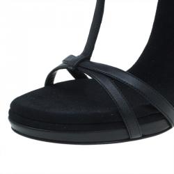 Pre Owned Dolce and Gabbana Black Leather and Suede Heritage Coin Detail Sandals Size 39