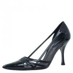 Dolce and Gabbana Black Leather Cutout Strappy Pointed Toe Pumps Size 36