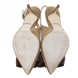 Pre Owned Dolce and Gabbana Brown Suede Bow Embellished Slingback Sandals Size 39