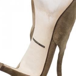 Pre Owned Dolce and Gabbana Brown Suede Bow Embellished Slingback Sandals Size 39