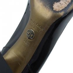 Pre Owned Dolce and Gabbana Black Patent Buckle Detail Pumps Size 38.5