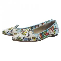 Pre Owned Dolce and Gabbana Multicolor Canvas Sicilia Printed Smoking Slippers Size 39