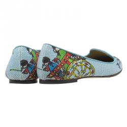 Pre Owned Dolce and Gabbana Multicolor Canvas Sicilia Printed Smoking Slippers Size 39