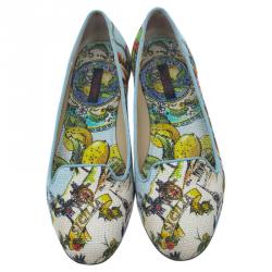 Pre Owned Dolce and Gabbana Multicolor Canvas Sicilia Printed Smoking Slippers Size 39
